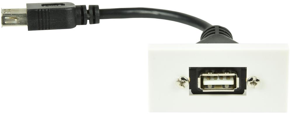122.530UK WALL PLATE MODULE, USB 2.0, 50MM X 25MM AV:LINK