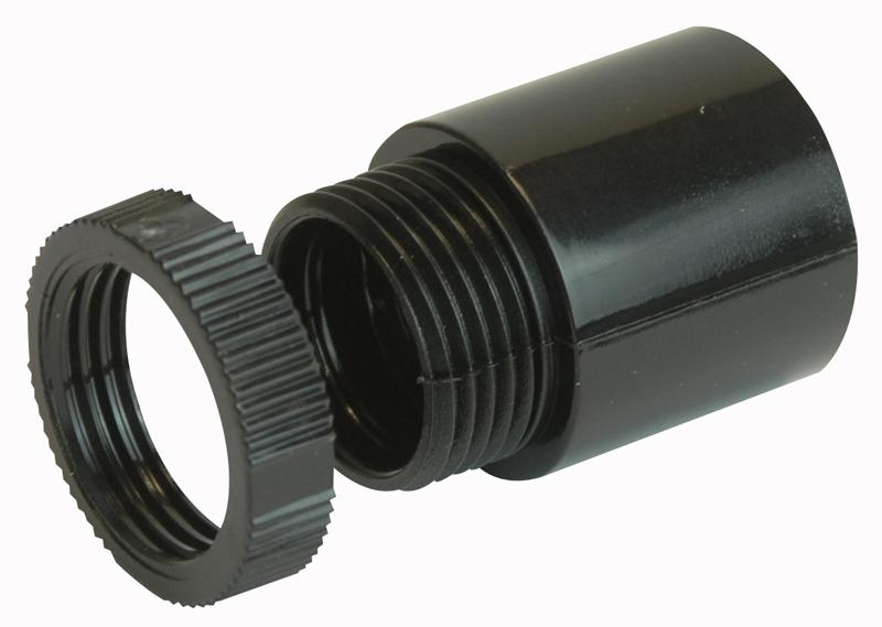 A20LR BLACK ROUND CONDUIT MALE ADAPTOR BLK 20MM PRO POWER