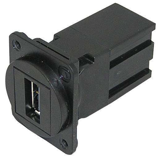 KCUAA2BKDPM USB COUPLER, 2.0 TYPE A, RCPT, BLK TUK