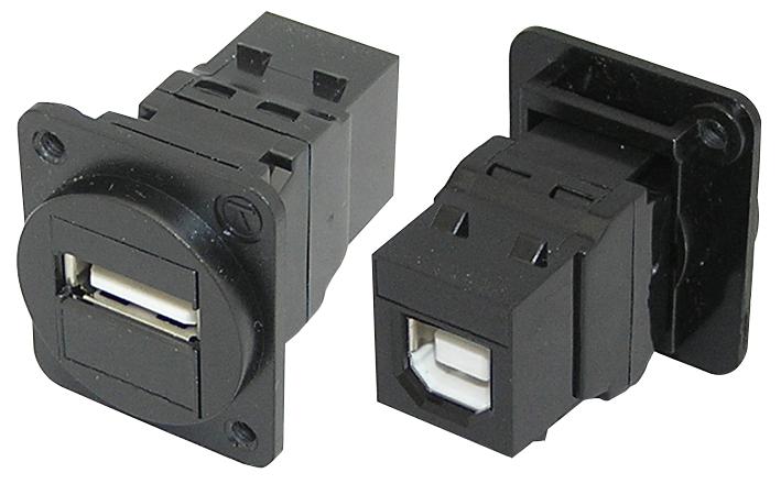 KCUABBKDPM USB COUPLER, 2.0 RCPT, TYPE A-TYPE B TUK