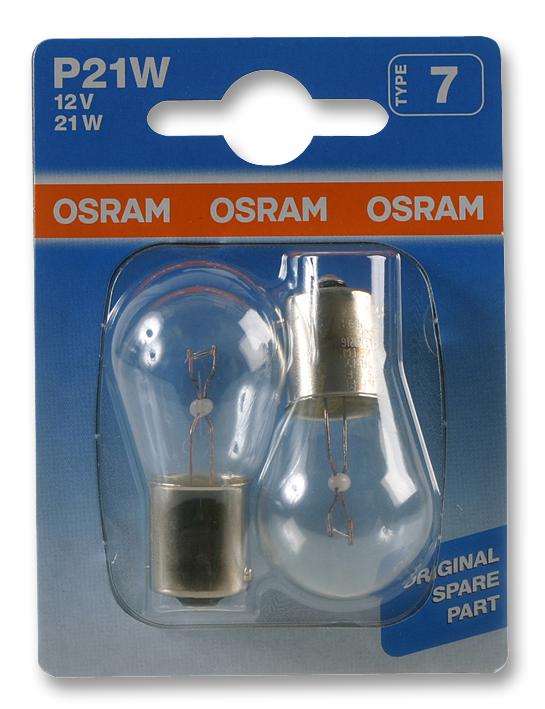 A382BL LAMP, P21W 382 12V 21W BA15S 2PK OSRAM