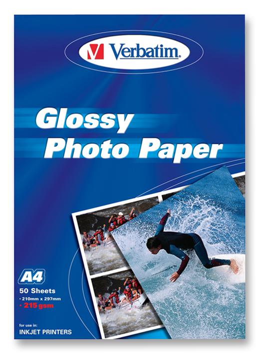 39004 PAPER, A4, 215GSM, GLOSSY, X50 VERBATIM
