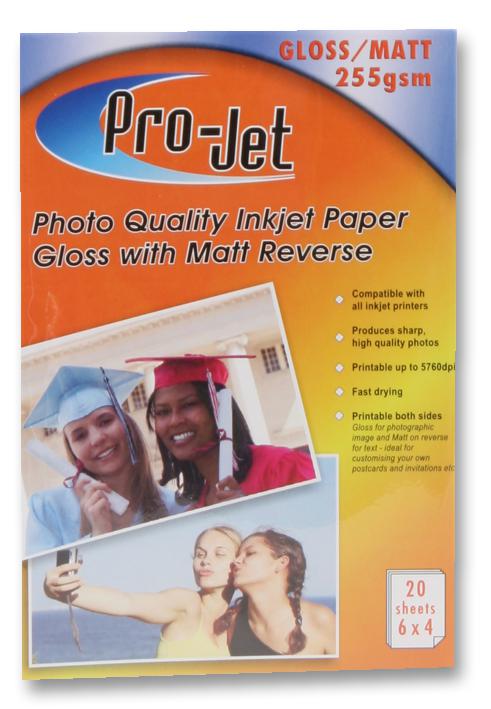 PROJET GM2556420 PAPER,PHOTO,6X4,GLOSS/MATT,255G,X20 PROJET