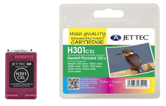 H301CXL INK CART, REMAN, HP 301XL, COLOUR JET TEC