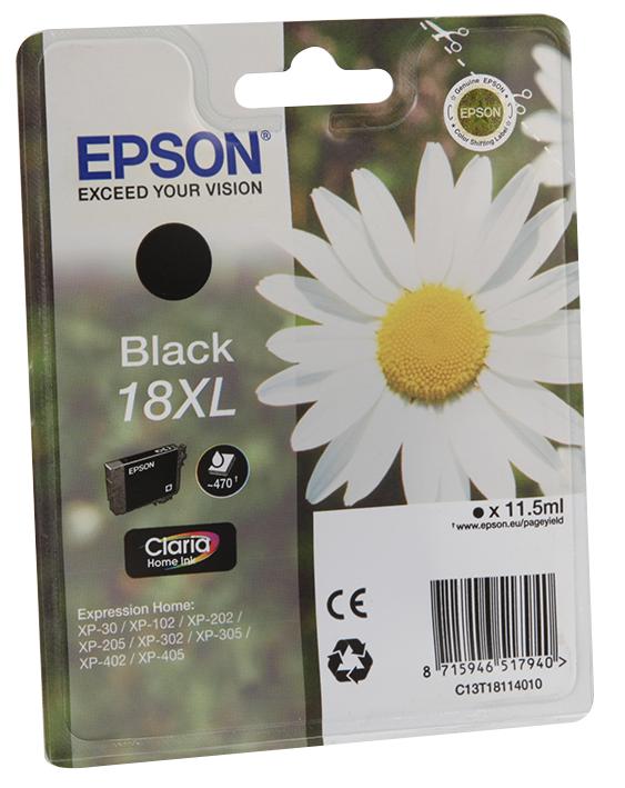 C13T18114010 INK CARTRIDGE, T1811, 18XL, BLACK, ORIG EPSON