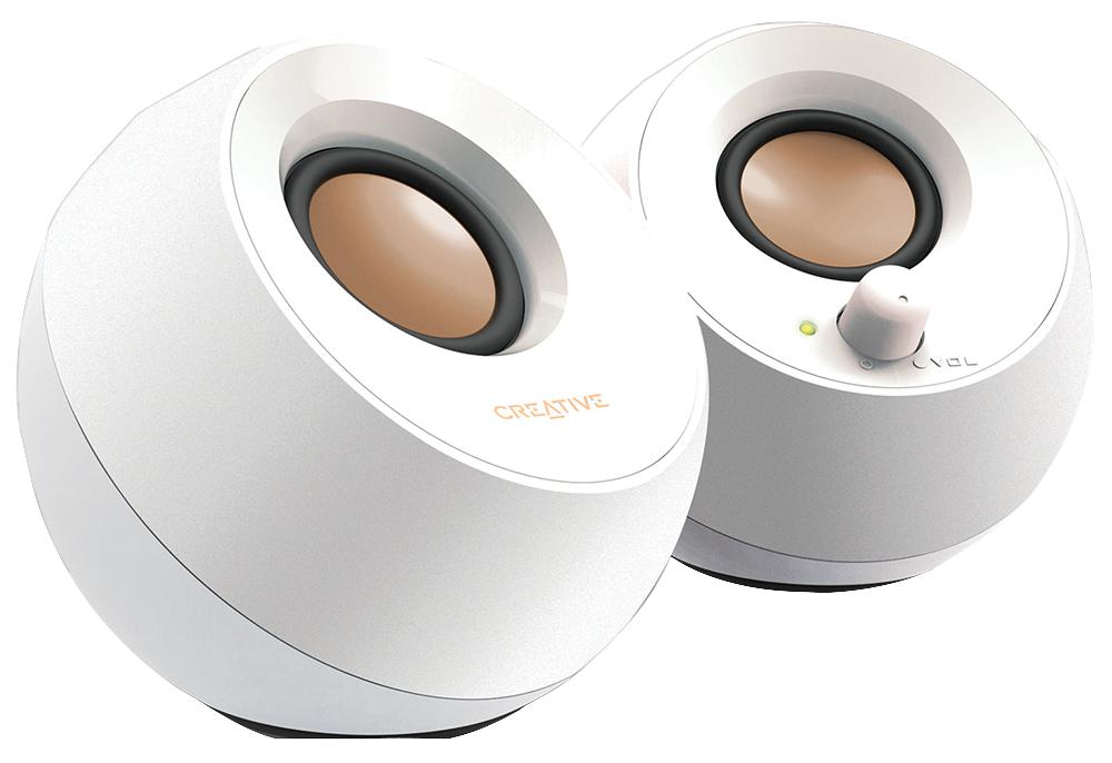 51MF1680AA001 SPEAKERS, PEBBLE 2.0 USB WHITE CREATIVE
