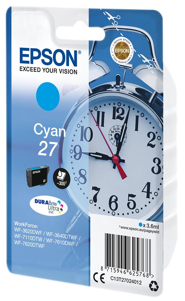 C13T27024012 INK CARTRIDGE, 27 ORIGINAL, CYAN EPSON