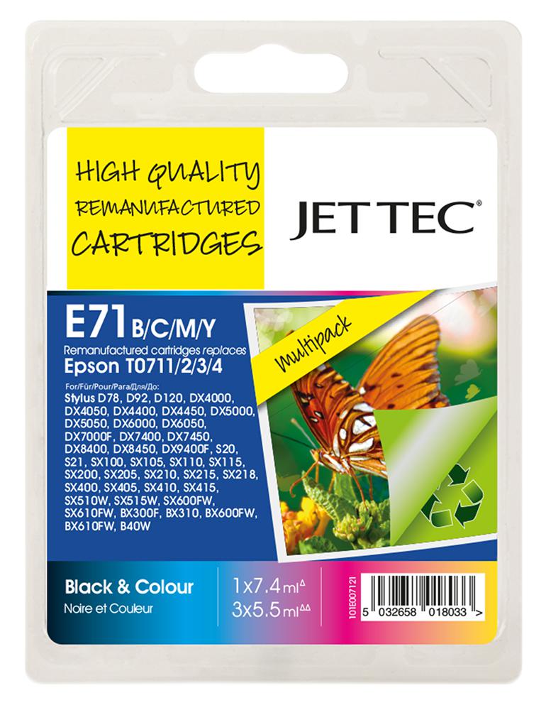 101E007121 INK CART, T0711/2/3/4 BCMY,REMAN JET TEC