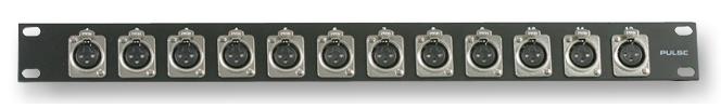 PLS00023 RACK PANEL, LOADED, 12 XLR SOCKET PULSE