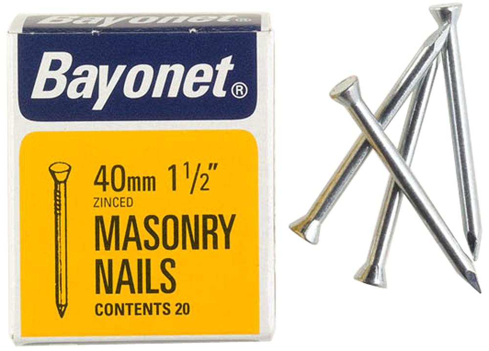 12208 MASONRY NAILS ZINC PLATED, 40MM (PK36) CHALLENGE