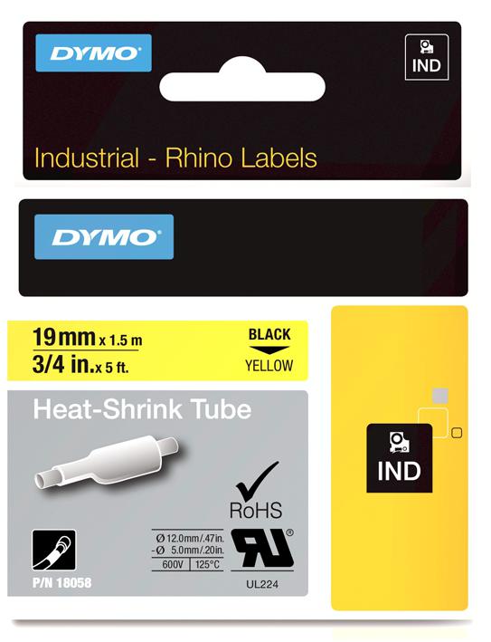 18058 TUBING, HEAT SHRINK, 19MMX1.5M, YL DYMO