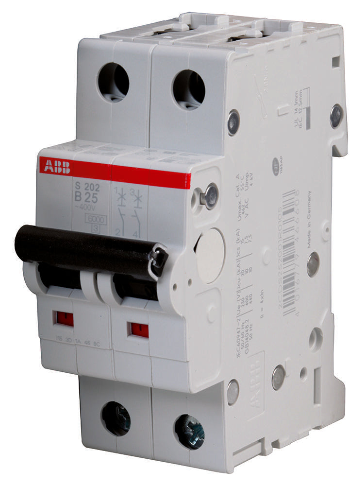 S202-B25 CIRCUIT BREAKER, THERMAL MAG, 2 POLE ABB