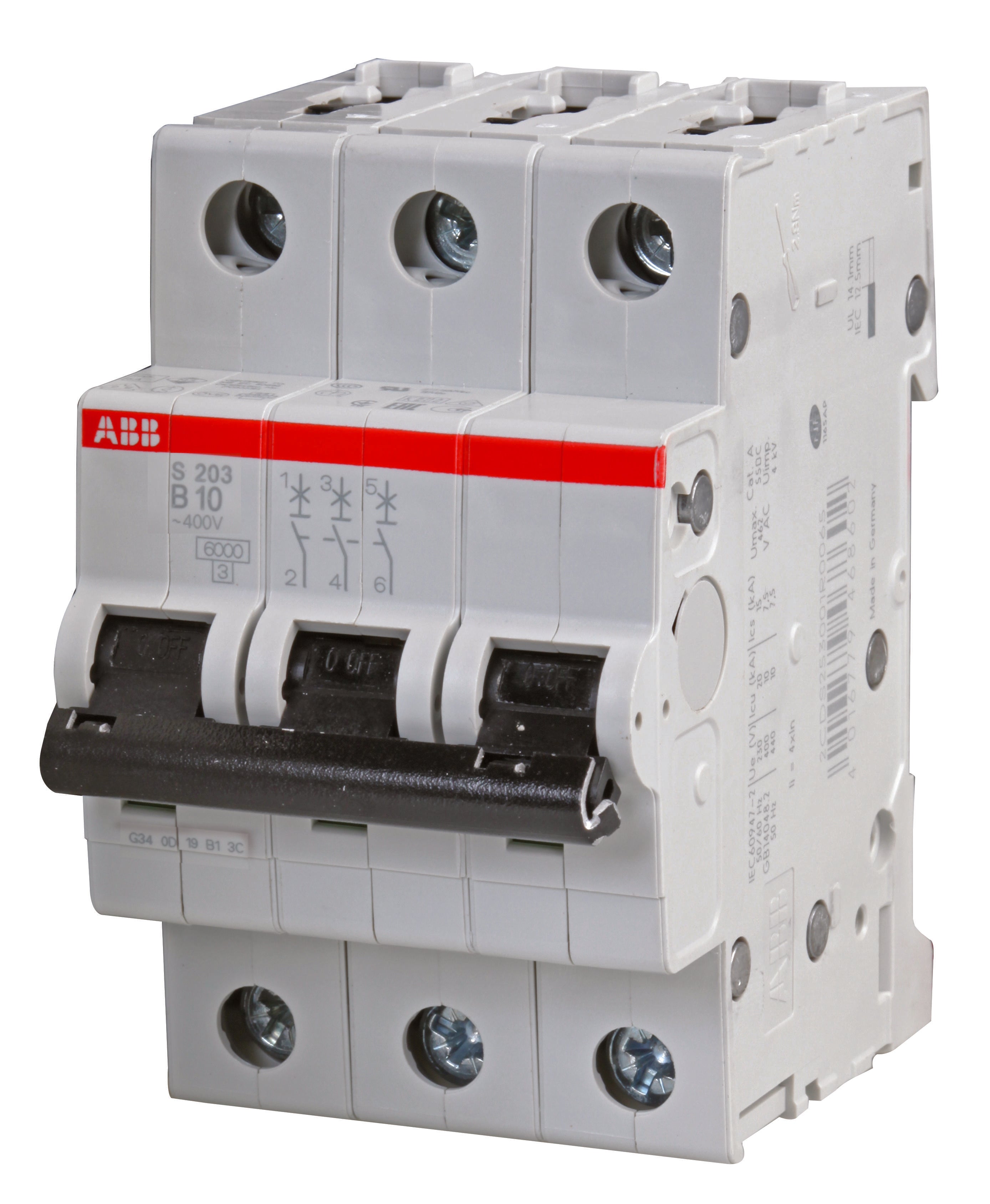 S203-B10 CIRCUIT BREAKER, THERMAL MAG, 3 POLE ABB