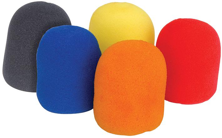 188.013UK MICROPHONE WINDSHIELDS, PK5, COLOUR QTX SOUND