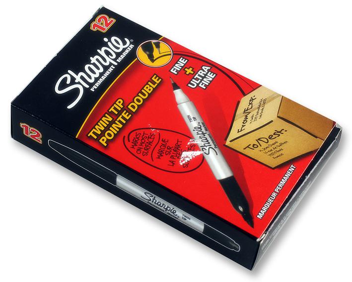 S0811100 MARKER TWIN TIP BLK 12PK SHARPIE