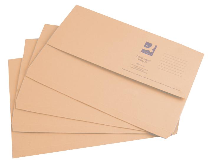 KF23010 DOCUMENT WALLETS, A4/FOOLSCAP, 50PK BUFF Q CONNECT