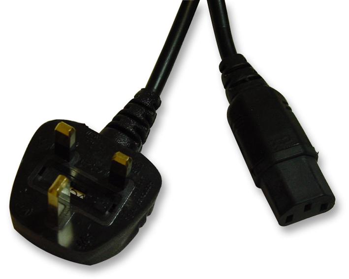 PE01059 2.5M LEAD UK PLUG TO IEC C13 SKT 5A BLK 2.5M PRO ELEC
