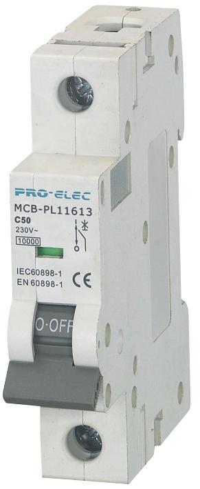 AUB7 1P C50A THERMAL MAG CKT BREAKER, 1P, 50A, 230VAC PRO ELEC