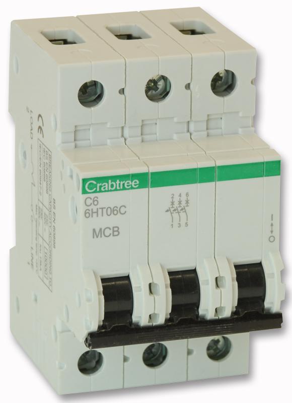 6HT06C 6A TP MCB C CURVE 10KA - EACH CRABTREE