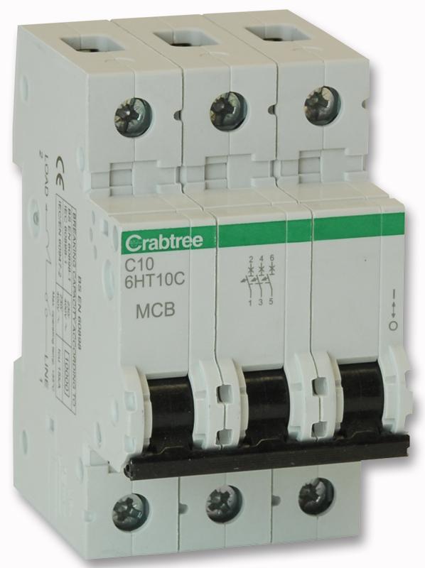 6HT10C 10A TP MCB C CURVE 10KA - EACH CRABTREE