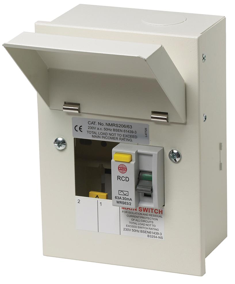 NMRS206/63 RCD SWITCH 2 WAY 63A 30MA METAL WYLEX