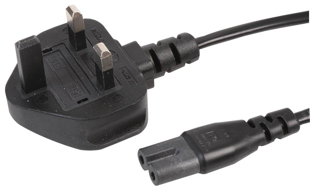 PEL00812 POWER CORD, UK-IEC 60320 C7, 3M, BLACK PRO ELEC