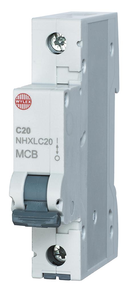 NHXLC20 20A SINGLE POLE C CURVE MCB WYLEX