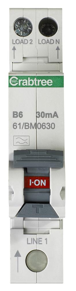 61/BM0630 6A 30MA RCBO SINGLE MODULE B CURVE CRABTREE