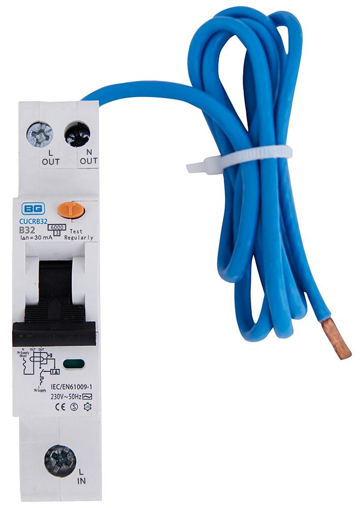 CUCRB32A-01 COMPACT RCBO, TYPE A, B CURVE, 32A BG ELECTRICAL