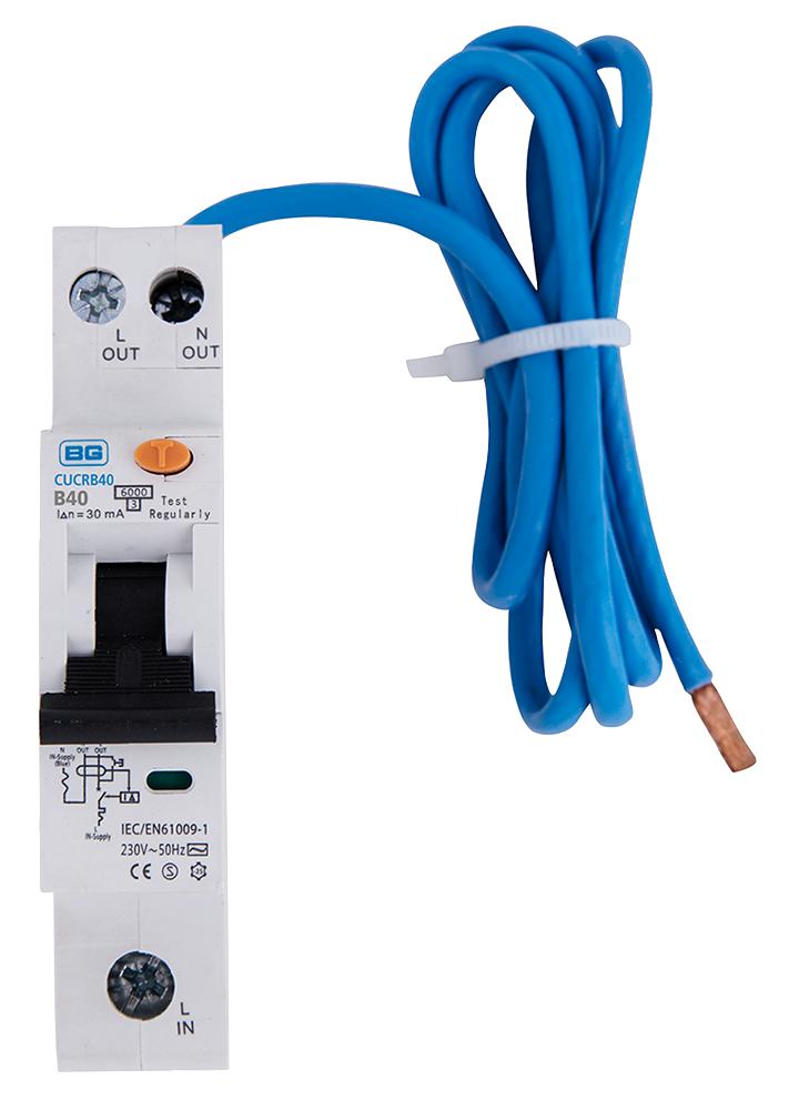 CUCRB40-01 COMPACT RCBO, TYPE AC, B CURVE, 40A BG ELECTRICAL