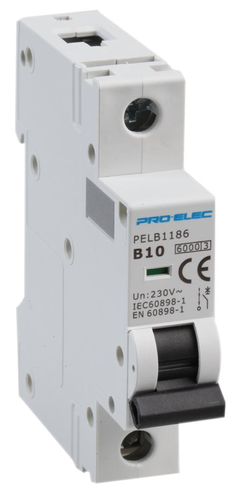 PELB1186 CIRCUIT BREAKER, 1P, 10A, 415V, DIN RAIL PRO ELEC