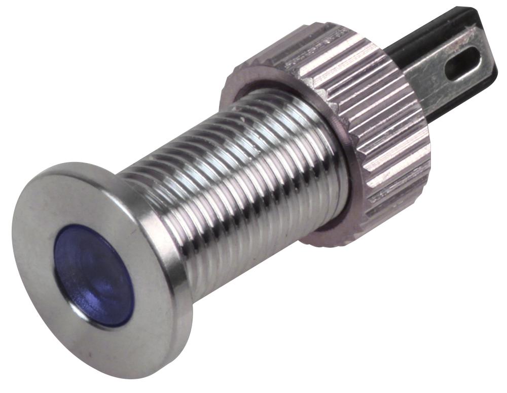 RJS01-8I-170P-B-BS-12V-67J LED INDICATOR, 8MM FLAT BLU 12V BR/STEEL RJS ELECTRONICS