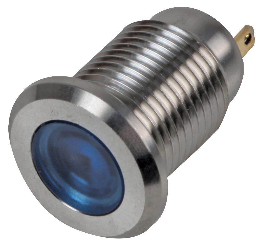 RJS01-12I-170P-B-BS-12V-67J LED INDICATOR, 12MM FLAT BLUE 12V BR/ST RJS ELECTRONICS