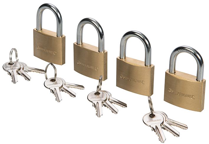 675152 KEYED ALIKE PADLOCK SET 4PCE, PK4 SILVERLINE