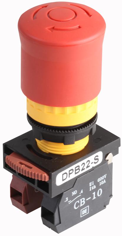 DPB22-S11R EMERGENCY STOP, MUSHROOM HEAD, PUSH PULL HYLEC
