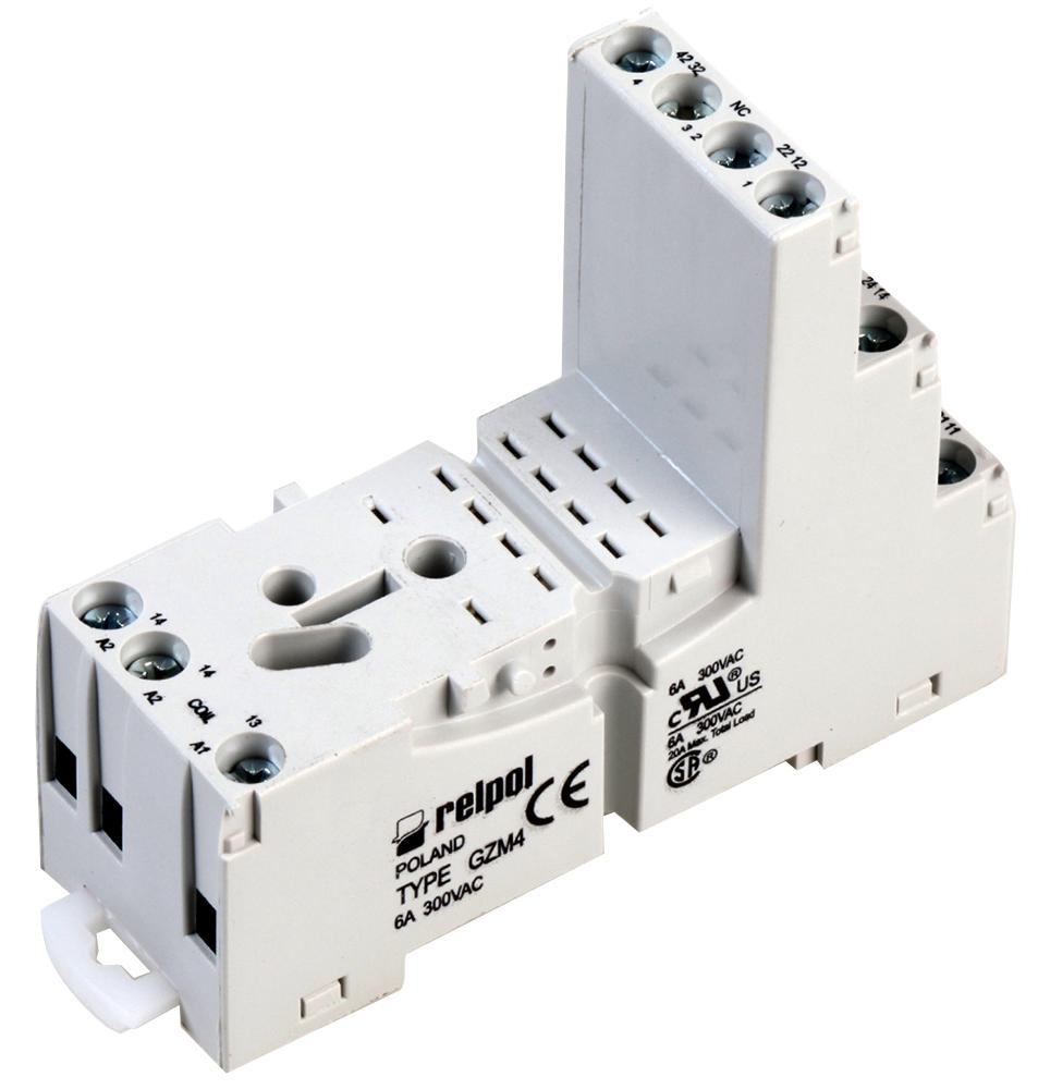 GZM4-GREY 14-PIN INDUSTRIAL RELAY BASE, GREY RELPOL