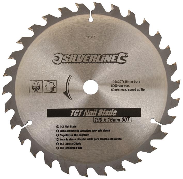633507 SAW BLADE, 30T, 190MM DIA. 16MM BORE SILVERLINE
