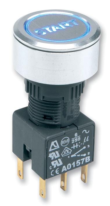 APEM illuminated A1PCA1X220J203 SWITCH, LATCH, GRN, BLANK, 12V APEM 1857056 A1PCA1X220J203