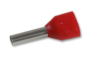 9037440000 - Wire Ferrule, Twin Entry, Twin Wire, 18 AWG, 1 mm², 8 mm, Red - WEIDMULLER