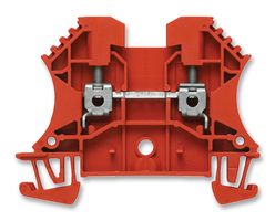 102004 WDU2.5 RED - DIN Rail Mount Terminal Block, 2 Ways, 30 AWG, 12 AWG, 4 mm², Screw, 24 A - WEIDMULLER