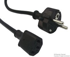GW-151636 - Mains Power Cord, 10A, CEE 7/7 Plug to IEC 60320 C13, 2.5 m, 10 A, 250 VAC, Black - MULTICOMP PRO