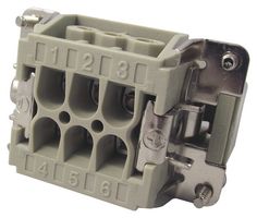 T2040062101-000 - Heavy Duty Connector, HE-006, Insert, 6 Contacts, Plug, Screw Pin - AMP - TE CONNECTIVITY