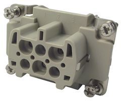 T2040062201-000 - Heavy Duty Connector, HE-006, Insert, 6 Contacts, Receptacle, Screw Socket - AMP - TE CONNECTIVITY