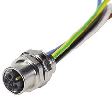 21035992505 - Sensor Cable, M12 Receptacle, Free End, 5 Positions, 300 mm, 11.8 " - HARTING