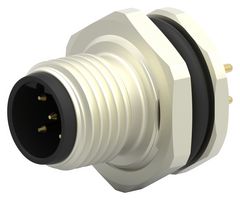 T4140412051-000 - Sensor Connector, M12, Male, 5 Positions, PCB Pin, Straight Panel Mount - TE CONNECTIVITY