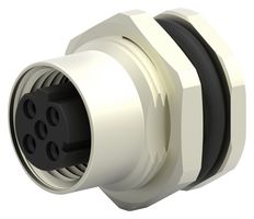T4131512041-000 - Sensor Connector, M12, Female, 4 Positions, Solder Socket, Straight Panel Mount - TE CONNECTIVITY