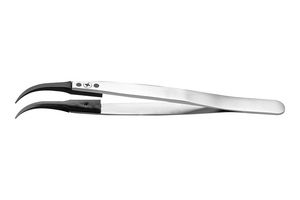 7SVR.SA - Tweezer, Component Positioning, Curve, Pointed, Stainless Steel, PVDF Tip, 130 mm - IDEAL-TEK