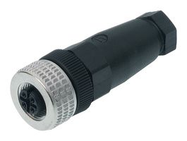 ELKA 5012 PG9 - Sensor Connector, E Series, M12, Female, 5 Positions, Screw Socket, Straight Cable Mount - HIRSCHMANN