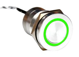 MC19MOSGR - Vandal Resistant Switch, MC, 19.2 mm, SPST-NO, Off-(On), Flush, Natural - BULGIN LIMITED