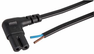 PEL01234 - Mains Power Cord, 90° IEC 320 C7 to Free End, 5 m, 2.5 A, 240 V, Black - PRO ELEC